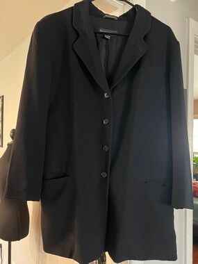 Banana Republic Blazer Jacket Women's Size 12 Black 100% Wool Made in Italy